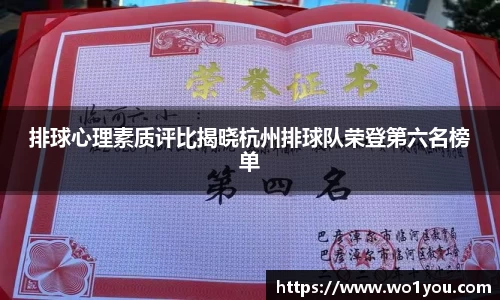 排球心理素质评比揭晓杭州排球队荣登第六名榜单